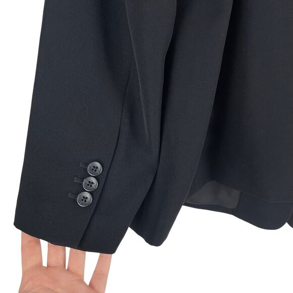 Vince Crepe One Button Blazer Jacket Flap Pockets Black Size 20 - Picture 9 of 11